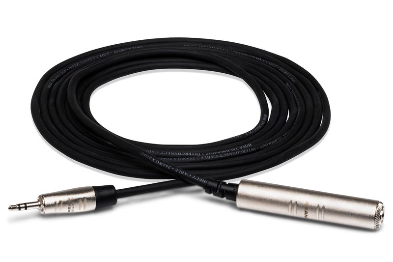 Hosa HXSM-005 Pro Headphone Adaptor Cable, REAN 1/4 Inch TRS to 3.5 mm TRS, 5 Feet - Image 1