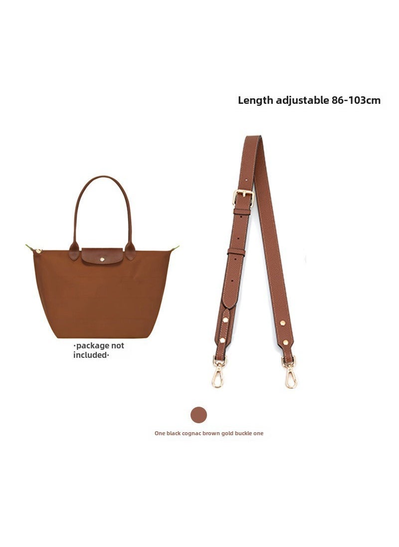 Generic 1 x 5 pcs Longquan Leather Mini Bag Strap Cognac brown gold buckle [width] adjustable leather shoulder strap 
