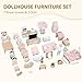 Pithfor Wooden Dollhouse Furniture Set Dollhouse Accessories and Furniture with 7 Rooms 3 Dolls Includes Patio Set  Dog Set Doll House Furniture Toys Gift for Kids Boys Girls - Image 4