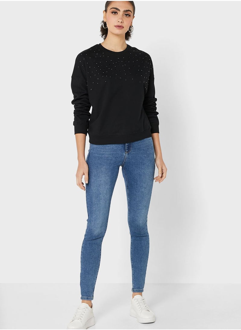 ONLY - Printed Round Neck Sweater - Image 1