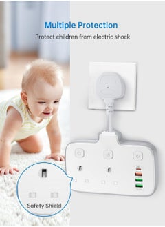 KASTWAVE Multi Plug Extension With USB 2 Way Extension Lead Power Socket Plug With 4 USB D Fast Charger Total 20W Max 2500W Multi Wall power Adaptor 6 in 1 for Home Office Kitchen Travel  - Image 5