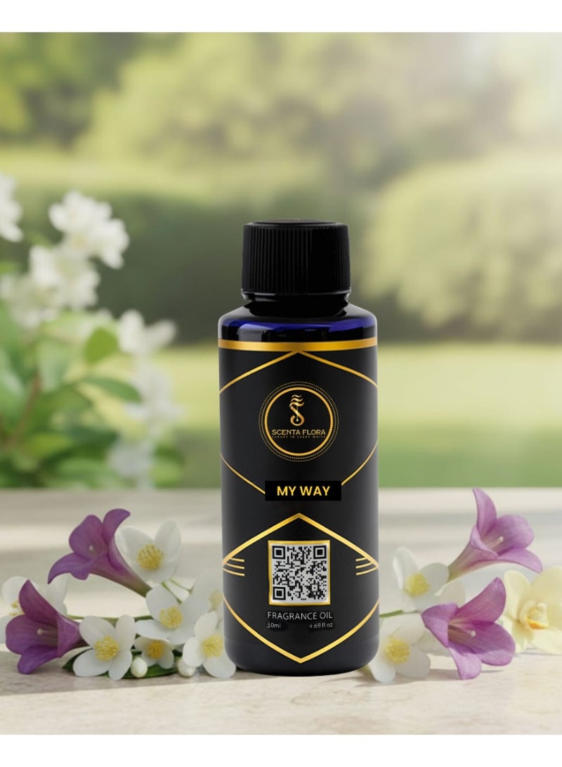 Scenta Flora My Way Diffuser Oil 50ml | Premium Aromatherapy Blend with Bergamot, Orange Blossom, Tuberose, Cedar, Vanilla & White Musk | Pure Fragrance Oil for Relaxation & Mood Uplift - Image 2