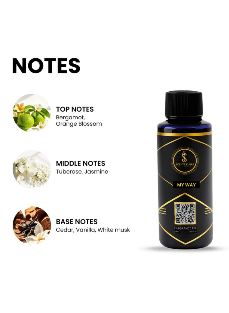 Scenta Flora My Way Diffuser Oil 50ml | Premium Aromatherapy Blend with Bergamot, Orange Blossom, Tuberose, Cedar, Vanilla & White Musk | Pure Fragrance Oil for Relaxation & Mood Uplift - Image 5