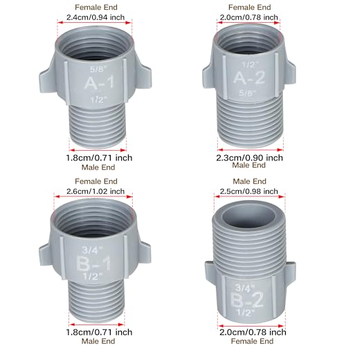 Kerde 12PCS Pipe Converter - 1/2" to 5/8" & 3/4" NPT, Male to Female, Water Pipe Size Change - Image 4