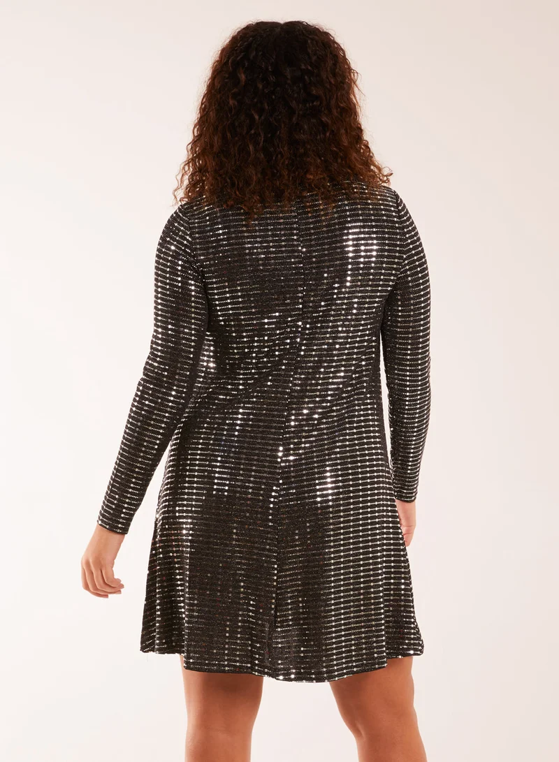 Blue Vanilla Long Sleeve Mirrored Swing Dress