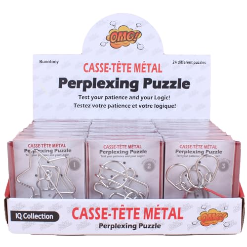 Buootooy 24 Pack Metal Wire Puzzles for Adults Kids IQ Brain Teaser Stress Relief Toys Classic Interlocking Logic Games with Gift Box Gift for Puzzle Lovers - Image 1