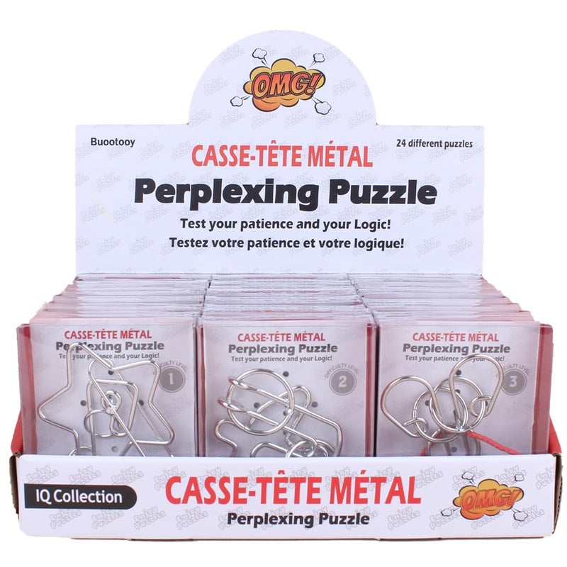 Buootooy 24 Pack Metal Wire Puzzles for Adults Kids IQ Brain Teaser Stress Relief Toys Classic Interlocking Logic Games with Gift Box Gift for Puzzle Lovers - Image 3