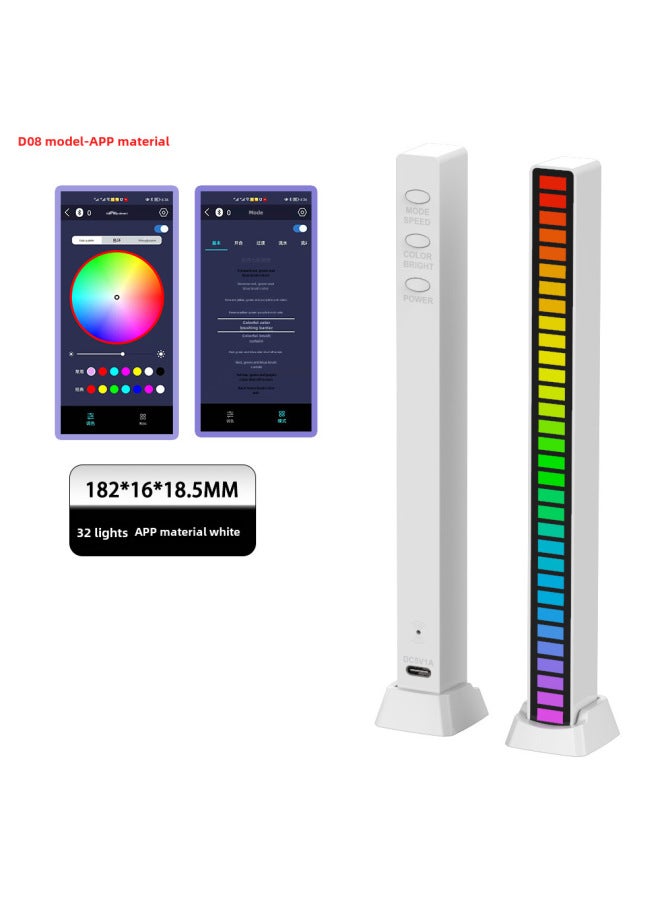 إسكدنيا أضواء LED بإيقاع موسيقى RGB تعمل بالصوت لأجهزة الكمبيوتر والسيارات ومصباح التقاط الصوت ثلاثي الأبعاد - اللون: 32 مادة المصباح 【أبيض + تطبيق】 - الأبعاد: 5 فولت (خط توصيل) - Image 1