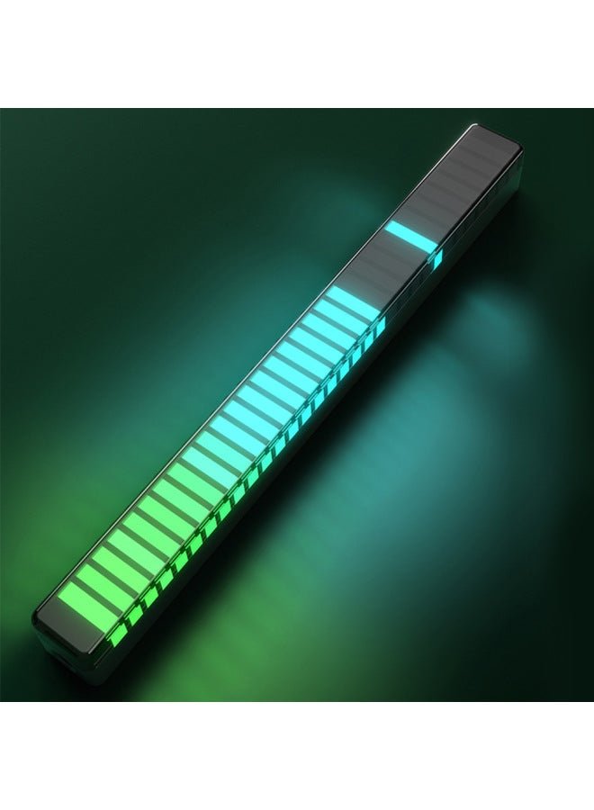 إسكدنيا أضواء LED بإيقاع موسيقى RGB تعمل بالصوت لأجهزة الكمبيوتر والسيارات ومصباح التقاط الصوت ثلاثي الأبعاد - اللون: 32 مادة المصباح 【أبيض + تطبيق】 - الأبعاد: 5 فولت (خط توصيل) - Image 4