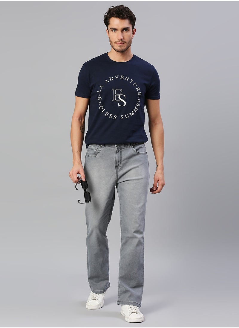 HIGH STAR - Grey Bootcut Light Fade Stretchable Cotton Jeans for Men - Image 1