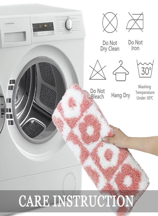 Homantic Pink Bathroom Rugs Checkered Rug Super Soft Cute Bath Mat for Bathroom Flower Decor Non Slip Bathmat Absorbent Microfiber Floral Mat 20X32 Inches - Image 5
