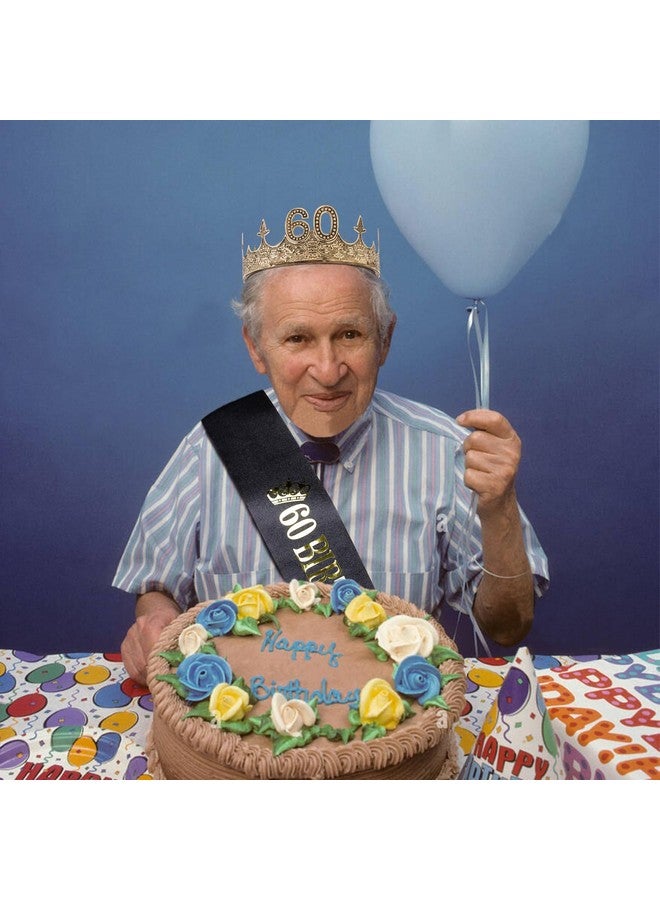 Hapdoo 60th Birthday Decorations, 60th Birthday Gifts for Him 60th Birthday Decorations Men Set- 60th Birthday King Crown and Sash, Happy 60th Birthday Party Favors Mens 60th Birthday Gift Ideas - Image 4