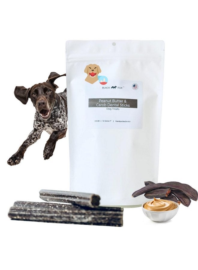 Black Fox BLACK FOX Peanut Butter & Carob Dental Treat Sticks Vegan Dog Treats | 2.2 lb | 14 Durable Dental Chew Sticks | Limited Ingredients, Healthy, All Natural, Human Grade, Recyclable Packaging - Image 1