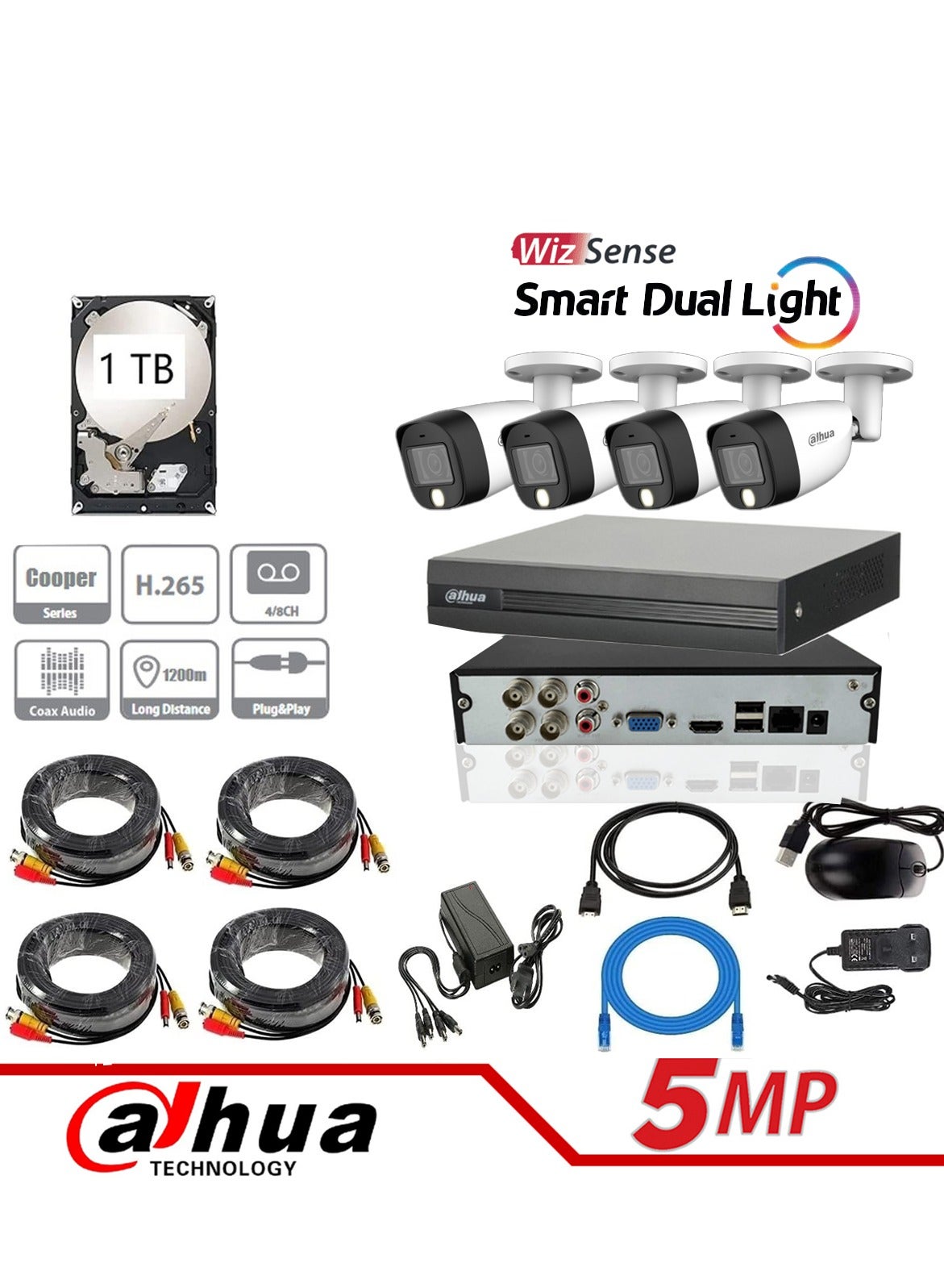 dahua Dahua Outdoor Security Camera Dahua 4 Channel Cctv Security System Kit Surveillance Android Mobile App ZD181468E88A2169105A6Z