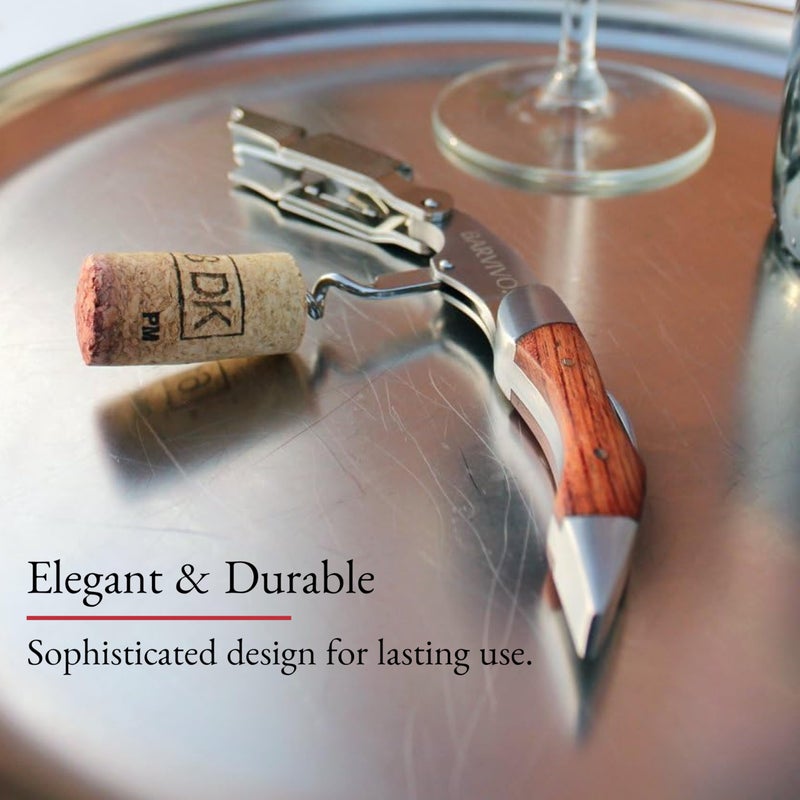 Barvivo Bai Ying Opener with Foil Cutter Knife and Cap Remover, Double Hinged Manual Wine Key for Bartenders, Servers, Waiters, Stainless Steel Wine Bottle Opener Corkscrew - Image 5