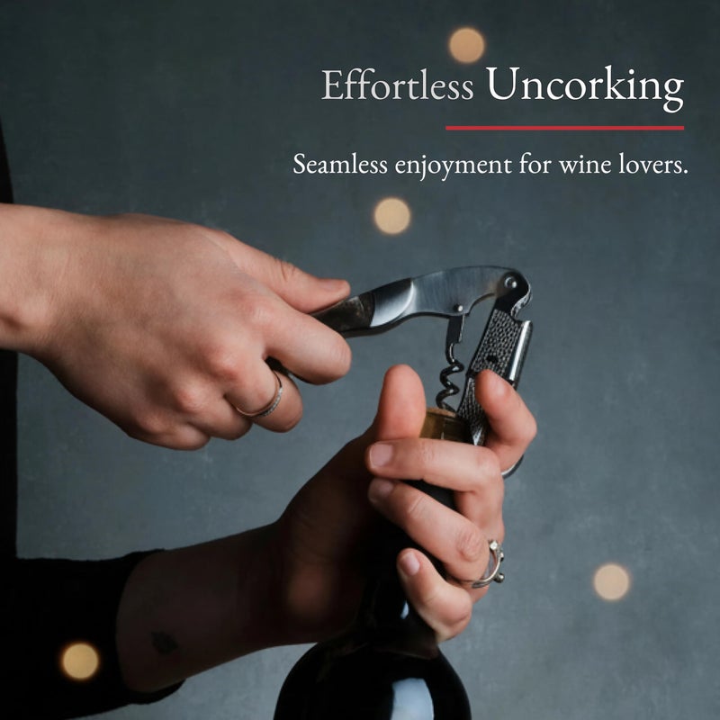 Barvivo Bai Ying Opener with Foil Cutter Knife and Cap Remover, Double Hinged Manual Wine Key for Bartenders, Servers, Waiters, Stainless Steel Wine Bottle Opener Corkscrew - Image 3