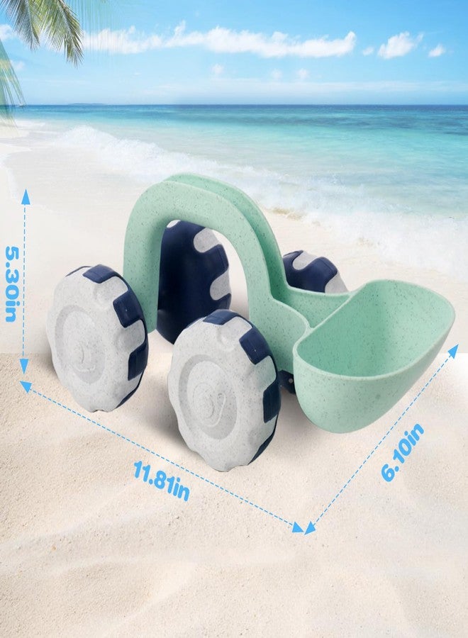 Asweets Beach Sand Toy Shovel Car, Organic Green Plastic Travel Beach Sand Toys for Kids Toddlers, Ideal Gift for Boys and Girls, 11.81''L x 6.10''W x 5.31''H - Image 2