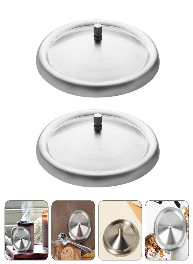 Hemoton 2pcs Cup Lid Cups with Lids Covers Water Beverage Mug Lid Travel Mug Cover Lids for Cups Mugs with Tumbler Travel Mugs for Cup Cover Stainless Steel Silver - Image 4