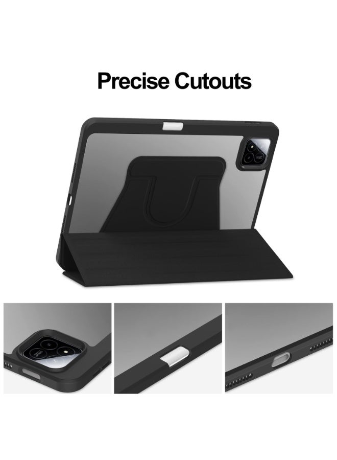 for xiaomi Pad 7/Pad 7 Pro Case Cover, Tablet Protective Case With Pen Slot, Acrylic 360 ° Rotating Design, Automatic Wake-up/sleep, Soft Leather, Black  - Image 4