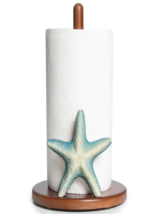 YLOVAN Starfish Paper Towel Holder - Decorative Paper Towel Holder Countertop Retro Coastal Kitchen Decor Starfish Unique Beach House Gifts for Women Cute Ocean Themed Decor for Home Nautical Wood Aesthetic - Image 1