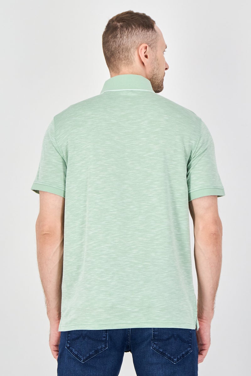 Geoffrey Beene Men Regular Fit Heather Short Sleeve Polo Shirt, Heather Green - Image 3