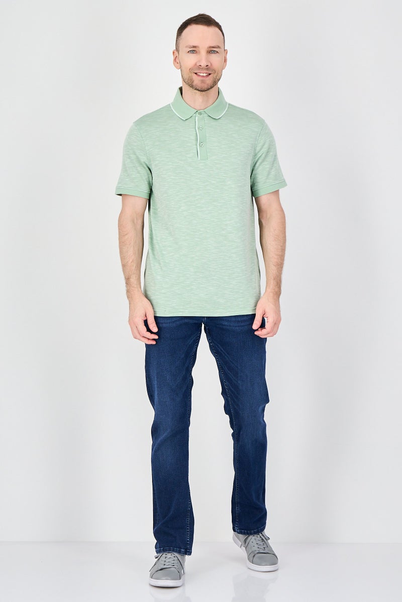 Geoffrey Beene Men Regular Fit Heather Short Sleeve Polo Shirt, Heather Green - Image 4
