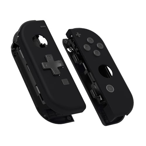 eXtremeRate Soft Touch Black Joycon Handheld Controller Housing DPad Version with Full Set Buttons DIY Replacement Shell Case for Nintendo Switch Switch Oled JoyCon Console Shell NOT Included - Image 1