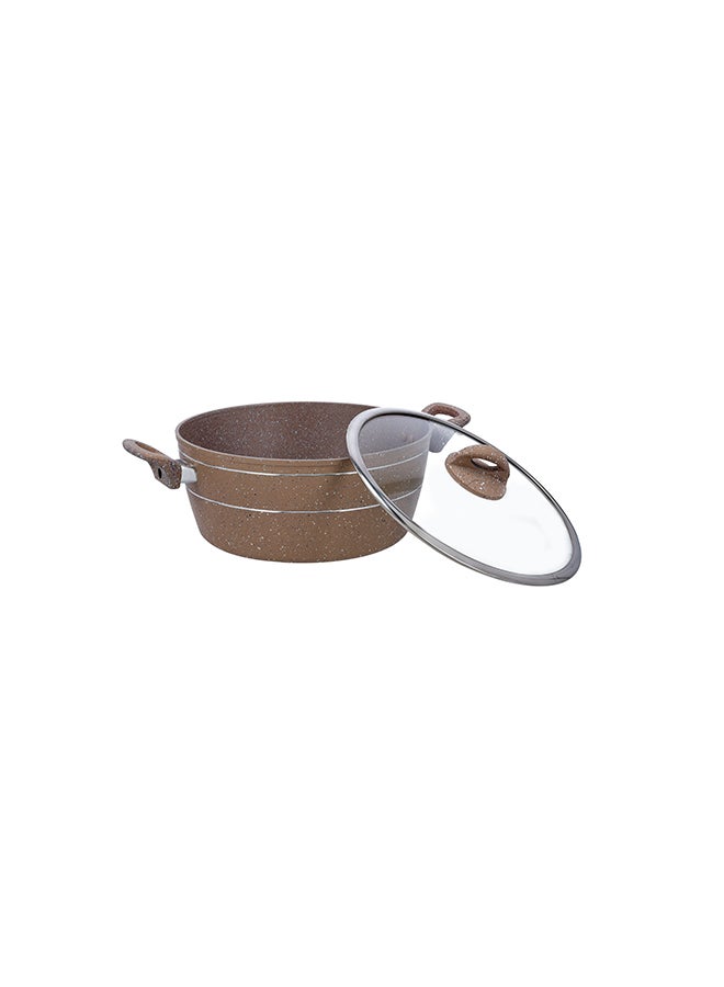 Royalford Sturdy And Durable Unique Designed Easy To Handle 5 Layer Construction Non-Stick Coating Granite Smart Casserole With Lid Brown 24cm - Image 4