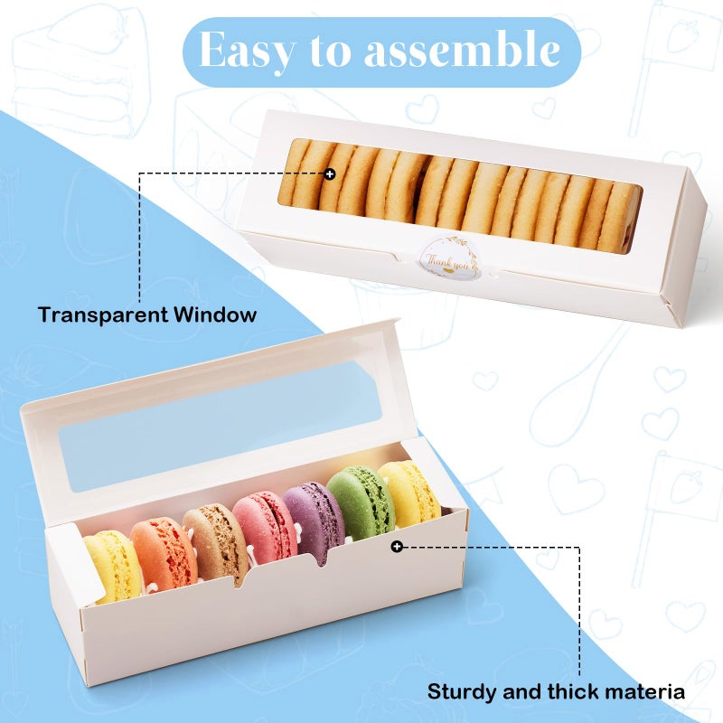YODYZJ 20 Pack Macaron Boxes with Window - 7.3x2x2 in Macaron Packaging Containers Holds 6-8 pcs, Small Cookie, Candy and Truffle Boxes for Gift Giving - Image 5