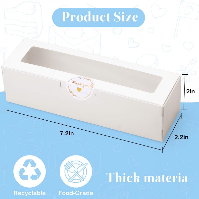 YODYZJ 20 Pack Macaron Boxes with Window - 7.3x2x2 in Macaron Packaging Containers Holds 6-8 pcs, Small Cookie, Candy and Truffle Boxes for Gift Giving - Image 4