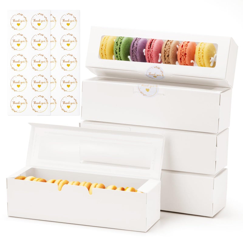 YODYZJ 20 Pack Macaron Boxes with Window - 7.3x2x2 in Macaron Packaging Containers Holds 6-8 pcs, Small Cookie, Candy and Truffle Boxes for Gift Giving - Image 1