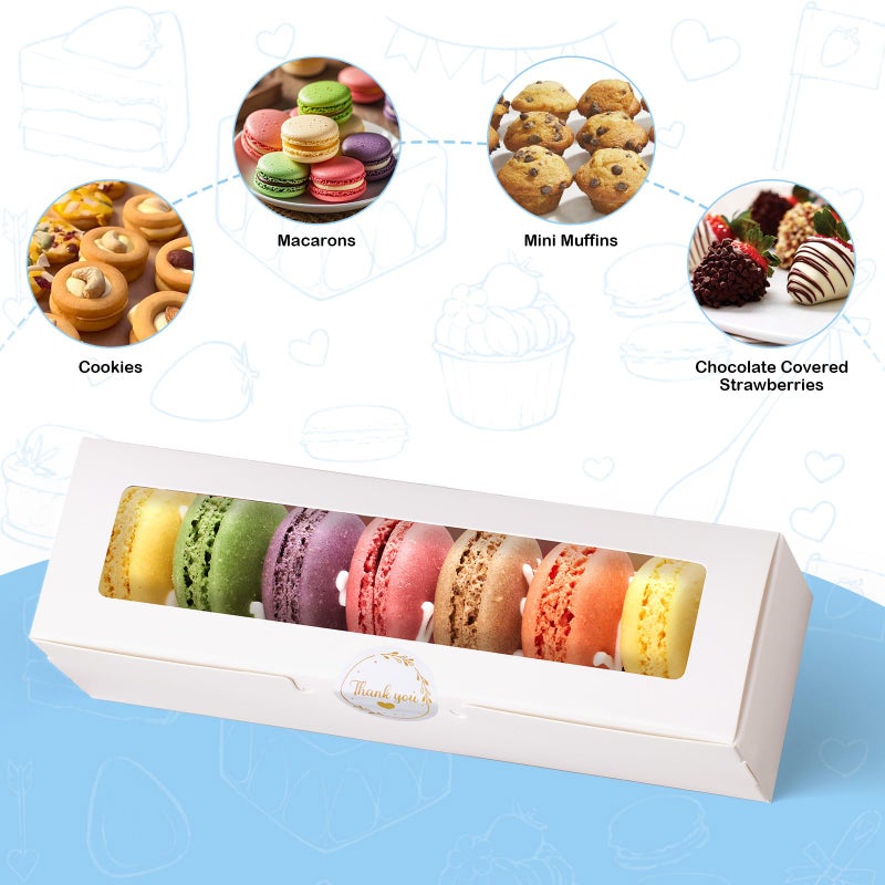 YODYZJ 20 Pack Macaron Boxes with Window - 7.3x2x2 in Macaron Packaging Containers Holds 6-8 pcs, Small Cookie, Candy and Truffle Boxes for Gift Giving - Image 3