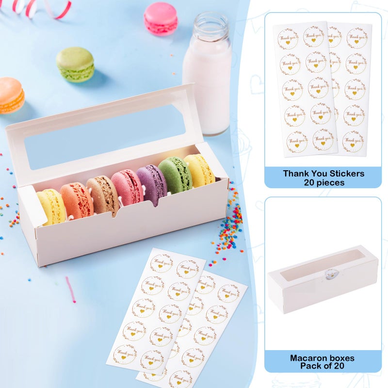 YODYZJ 20 Pack Macaron Boxes with Window - 7.3x2x2 in Macaron Packaging Containers Holds 6-8 pcs, Small Cookie, Candy and Truffle Boxes for Gift Giving - Image 2