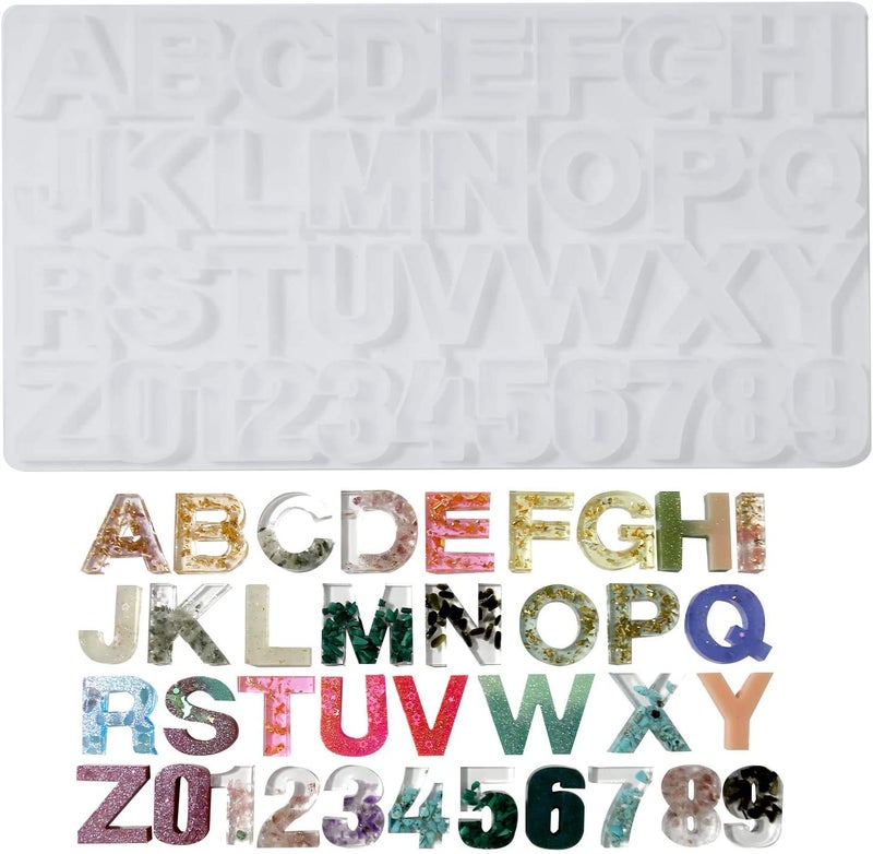 Artool NOLAAI Artool A30 Alphabet Mold, Creative DIY Multipurpose Transparent Silicone keychain jewellery Pendant Mold Without Hole (Alphabet Numbers, 36 X 19 cm) Alphabet Mold for Resin, Silicone Letter Molds - Image 1