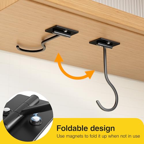 bussdis Adhesive Banana Hanger Under Cabinet - No Drilling Banana Hook with Strong Adhesive, Foldable & Magnetic, Space Saving Banana Holder for Kitchen, Holds up to 13 lbs, Black - Image 4