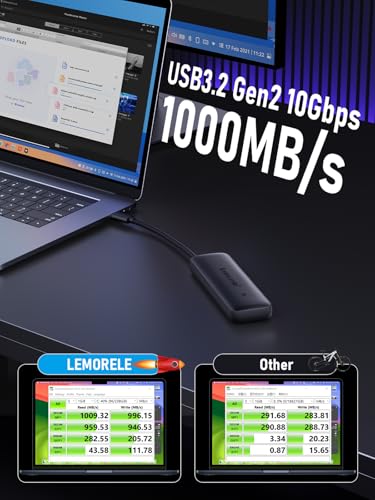Lemorele M.2 NVMe Enclosure, USB 3.2 Gen2 10Gbps Tool-Free, SSD Enclosure for PCIe M-Key, Nvme USB Adapter Support UASP Trim for 2280 2260 2242 2230, Up to 4TB, (Sata NOT Supported) - Image 3