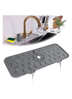 None/Brand Silicone Faucet Mat Kitchen and Bathroom Sink Splash Guard Handle Drip Catcher Tray Countertop Protection Rubber Drying Pad.(14.5X5.2X0.19inch, 1 pc. Grey)  - Image 1