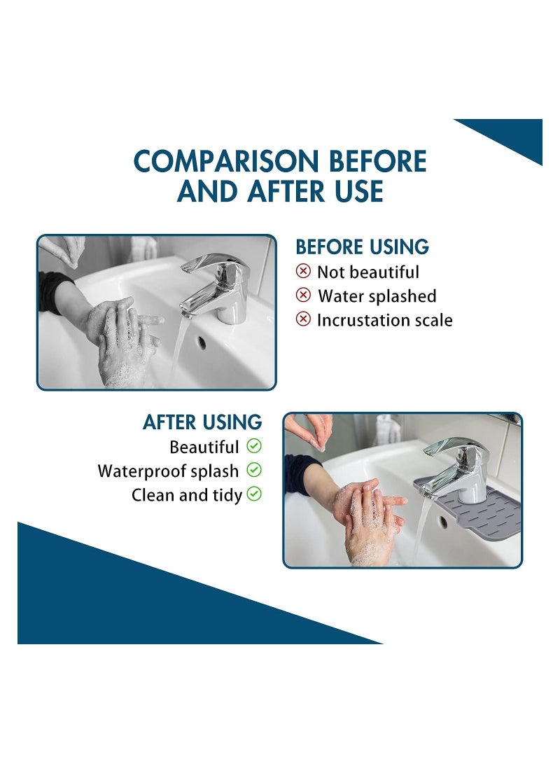 None/Brand Silicone Faucet Mat Kitchen and Bathroom Sink Splash Guard Handle Drip Catcher Tray Countertop Protection Rubber Drying Pad.(14.5X5.2X0.19inch, 1 pc. Grey) - Image 5