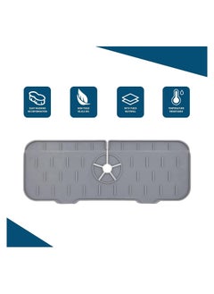 None/Brand Silicone Faucet Mat Kitchen and Bathroom Sink Splash Guard Handle Drip Catcher Tray Countertop Protection Rubber Drying Pad.(14.5X5.2X0.19inch, 1 pc. Grey)  - Image 4