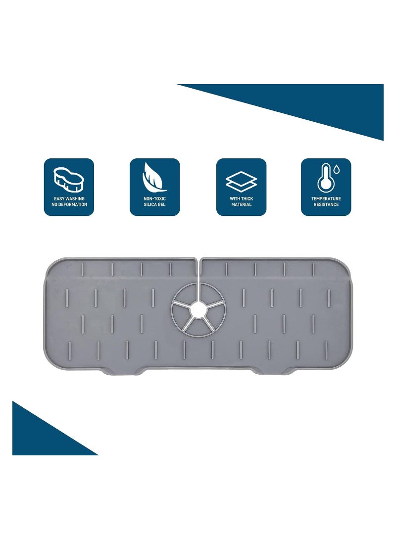 None/Brand Silicone Faucet Mat Kitchen and Bathroom Sink Splash Guard Handle Drip Catcher Tray Countertop Protection Rubber Drying Pad.(14.5X5.2X0.19inch, 1 pc. Grey) - Image 4