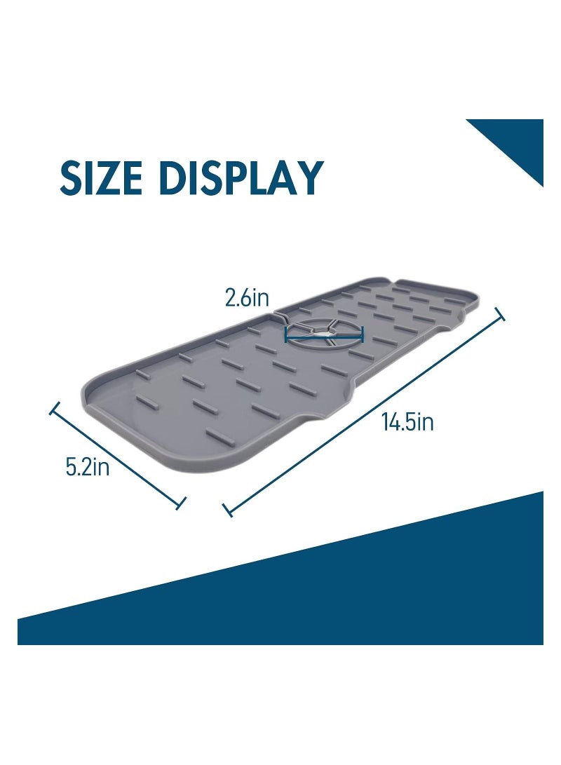 None/Brand Silicone Faucet Mat Kitchen and Bathroom Sink Splash Guard Handle Drip Catcher Tray Countertop Protection Rubber Drying Pad.(14.5X5.2X0.19inch, 1 pc. Grey) - Image 3