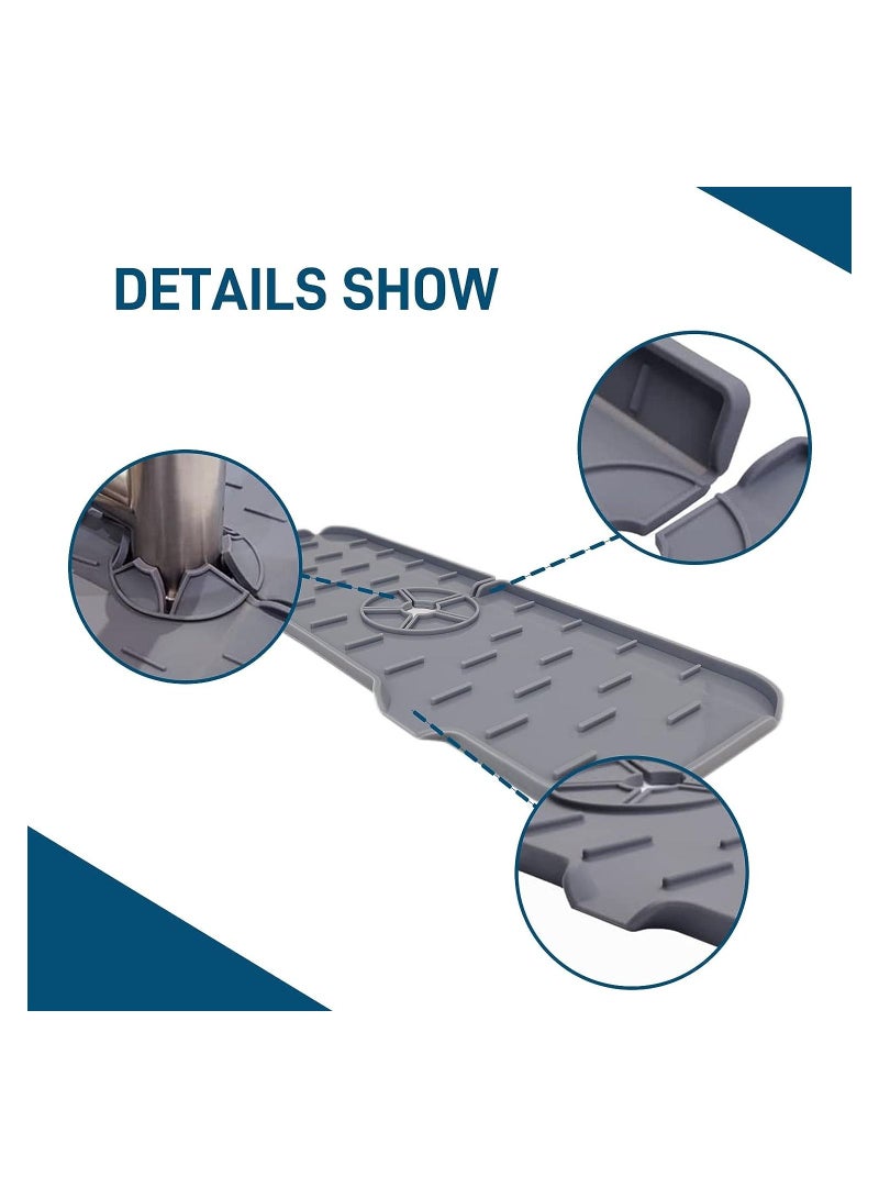 None/Brand Silicone Faucet Mat Kitchen and Bathroom Sink Splash Guard Handle Drip Catcher Tray Countertop Protection Rubber Drying Pad.(14.5X5.2X0.19inch, 1 pc. Grey) - Image 2