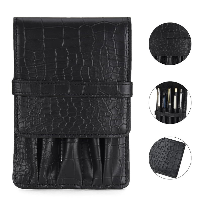 THE CASE PU Leather Pen Case for 5 Pens for MONTBLAC Pen, PELIKAN Pen, TWSBI Pen, Cross Pen, Sailor Pen, Pilot Pen, Parker Pen, Colour Croco-Black (ST-PC-105) - Image 3