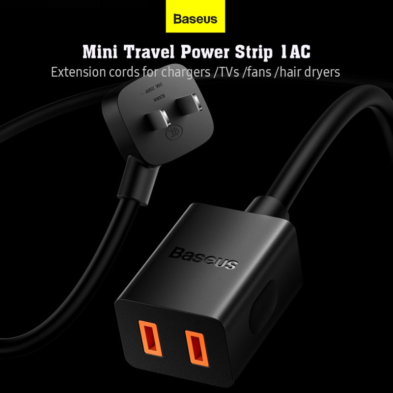 Baseus Travel Power Strip With Multi-Port Chargers - Flame Retardant Extension Cord 1mm² Core 2500W High Power for Tablets and Mobile Phones - Image 2