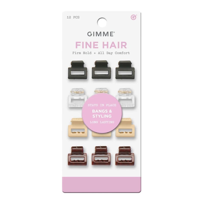 Gimme Beauty Mini Square Claw Clip Set - Small Hair Accessories - Perfect for Bangs & Fine Hair - Firm, Tension-Free Hold for Everyday Hairstyles - 12 Pack - Image 1