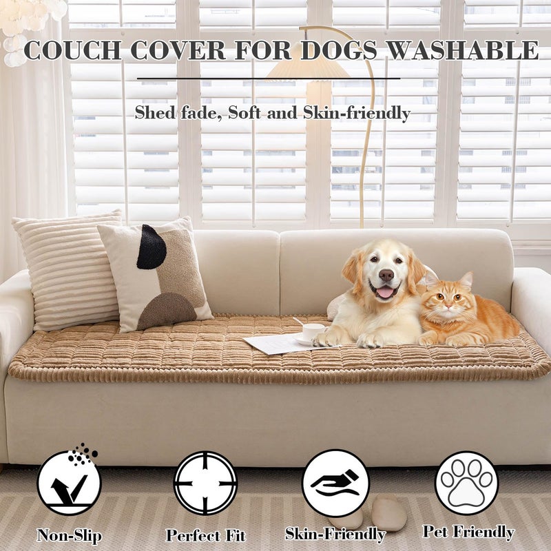 Disayu Couch Cover for Dogs Washable, Non-Slip Pet Couch Covers for Sofa, Fuzzy Dog Couch Cover Blanket for Furniture Protector (Z-Camel, 27.6" x 59"/70 x 150cm) - Image 2