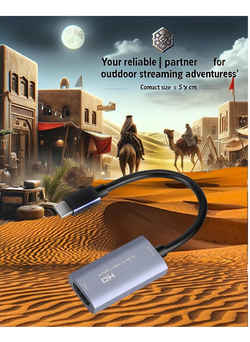بطاقة التقاط الصوت والفيديو، USB3.0 HDMI إلى USB C، التقاط 4K 1080P 60FPS مع محول Type-C لأجهزة تسجيل الفيديو المباشر للألعاب، لنظام التشغيل Windows Mac OS OBS Zoom  - Image 4