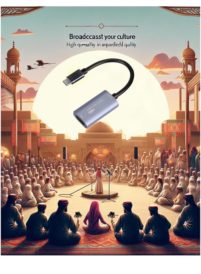 بطاقة التقاط الصوت والفيديو، USB3.0 HDMI إلى USB C، التقاط 4K 1080P 60FPS مع محول Type-C لأجهزة تسجيل الفيديو المباشر للألعاب، لنظام التشغيل Windows Mac OS OBS Zoom  - Image 5