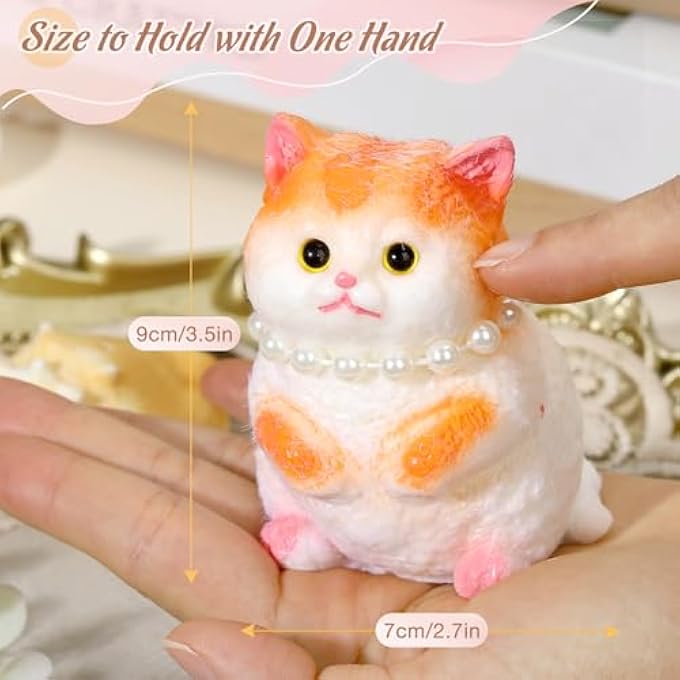 TMHAI Taba Squishy Cat 3 Pack, 3.5" Big Fufu Kitty Fidget Squeeze Toys, Cute Kawaii Soft Stress Anxiety Relief Toys for Adults Kids Teens - Image 3