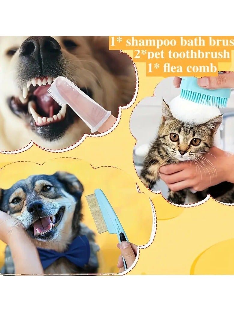Generic 7 Pack Pet Grooming Set, Hair Removal Comb For Dog, Flea Comb, Dog Shampoo Brush, Pet Nail Clippers, Dog Toothbrush Set - Image 2